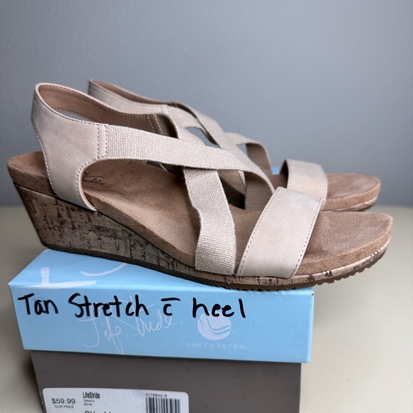 Life Stride Platform Wedge Sandals Heels Womens Size 9.5 Strap Cork.  (L67) - Picture 2 of 8